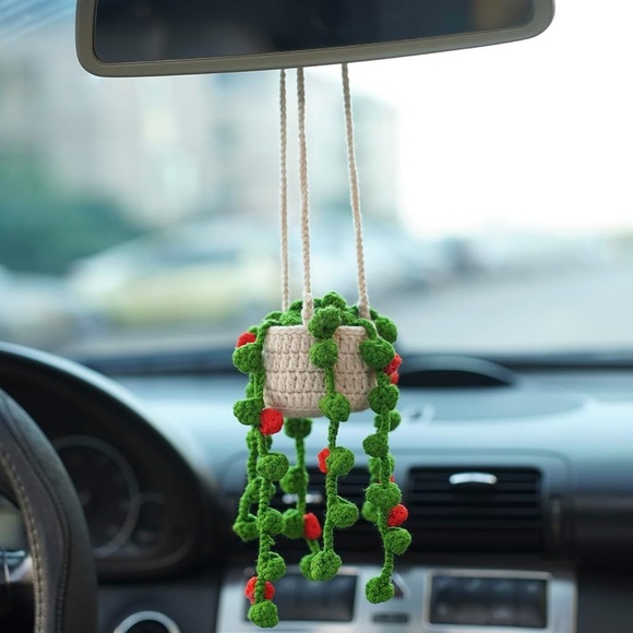 Urban Outfitters Accessories - Handmade Woven Flower Plant Pot Yarn Knit Car Mirror/Wall Hanging Cute Accessory